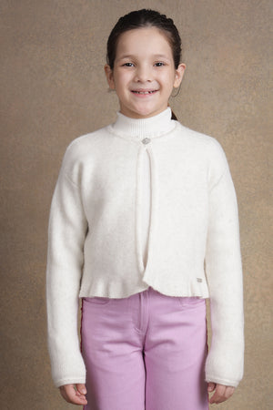 One Friday Baby Girls Off White Solid Cardigan