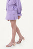 One Friday Varsity Chic Lilac Corduroy Mini Skirt with Pleated Frills - One Friday World