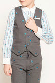 One Friday Kids Boys Grey V-Neck Waist Coat