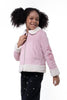 One Friday Kids Girls Shirt Collar Pink Jacket With Faux Fur Detail