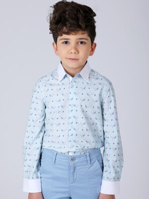 One Friday Blue Fish Printed Shirt