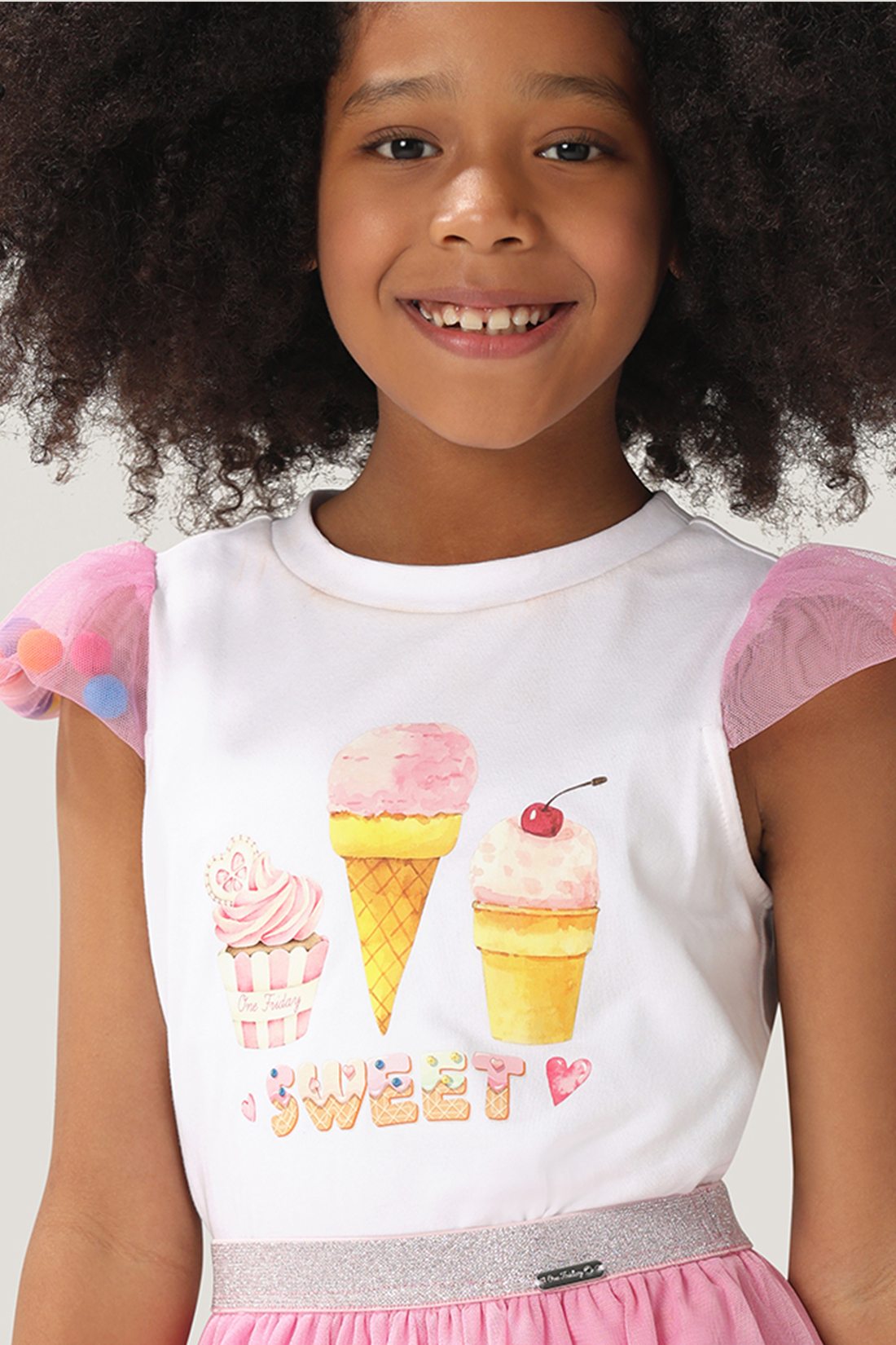 One Friday Kids Girls White Candy Top