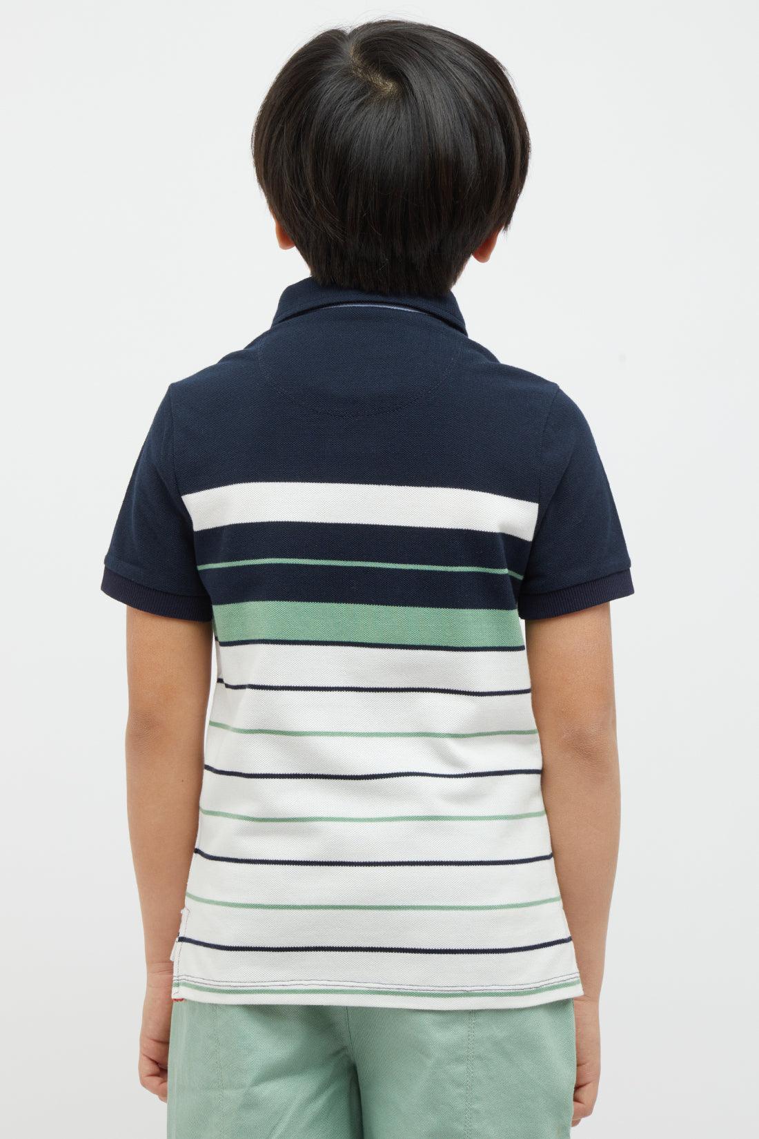 One Friday Navy Blue Stripes T-shirt - One Friday World