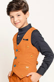 One Friday Kids Boys Rust V-Neck Waist Coat