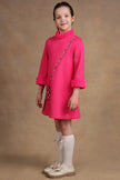 One Friday Kids Girls Pink Turtle neck Dress