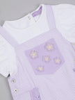 One Friday Baby Girls Striped Lilac Dungaree With Romper - One Friday World