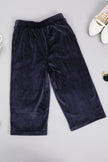 One Friday Kids Girls Navy Blue Solid Trouser - One Friday World