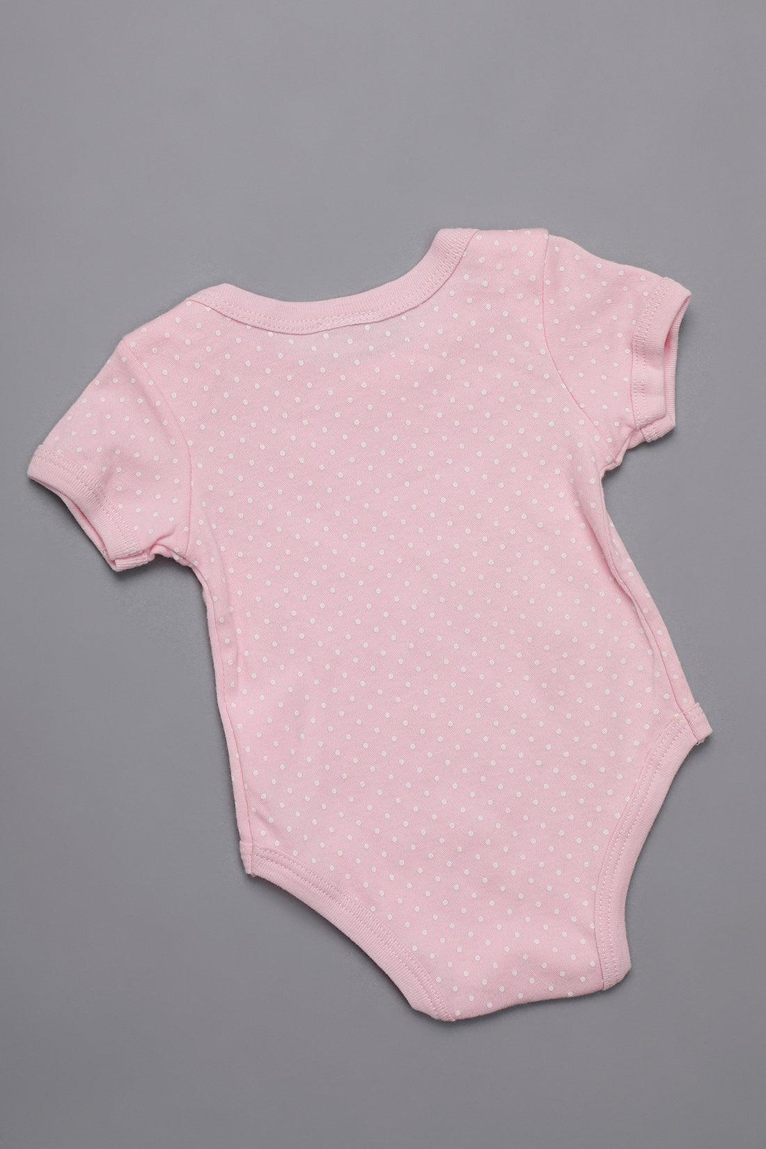 One Friday Infants Girls Pink Round Neck Cotton Sleepsuit - One Friday World