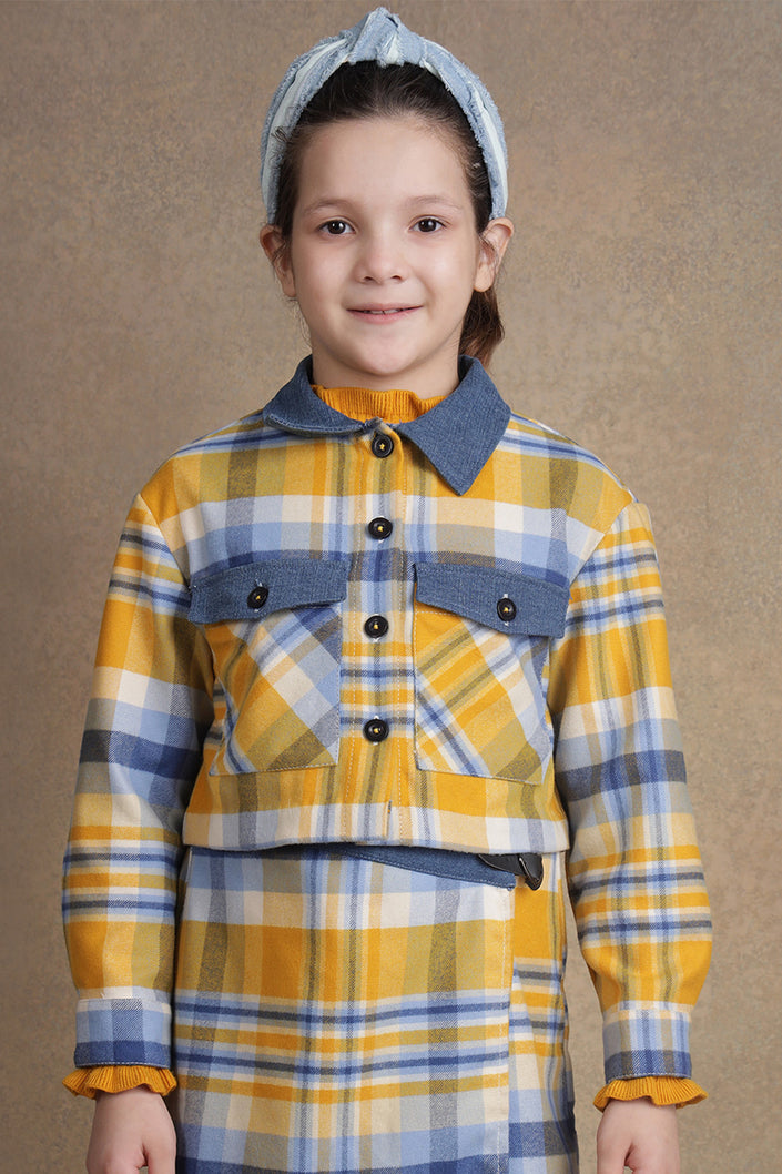 One Friday Kids Girls Multi Checks Jacket