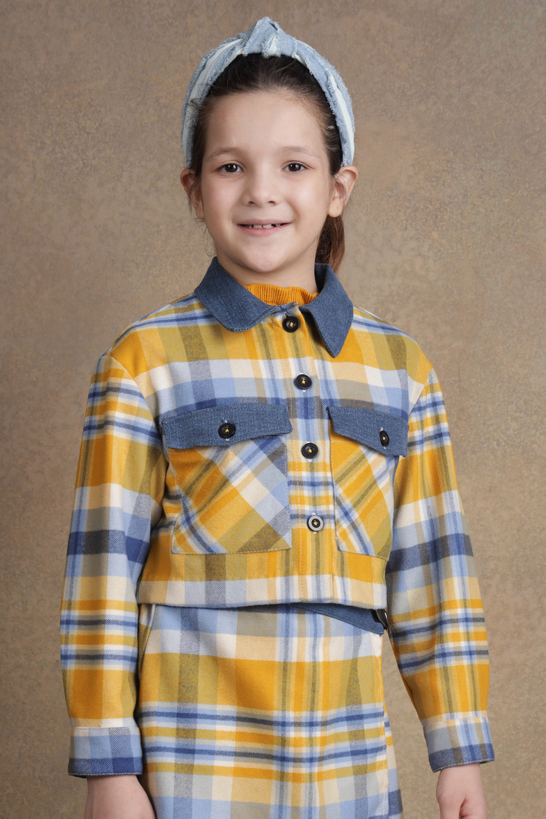 One Friday Kids Girls Multi Checks Jacket