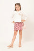 One Friday Varsity Chic Off-White Top with Playful Pink Bow Detail for Girls - One Friday World