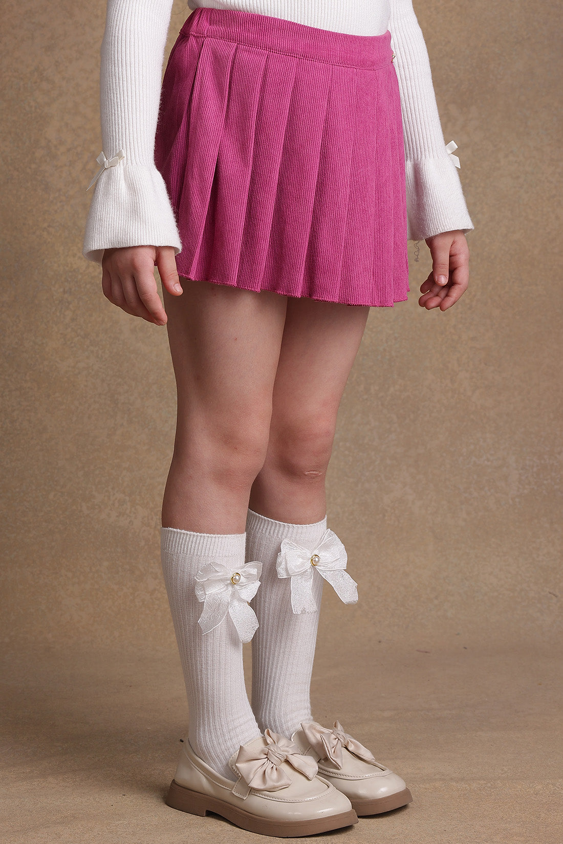 One Friday Kids Girls Pink Pleated Skorts