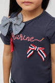 One Friday Navy Blue Top With Bows - One Friday World