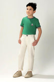 One Friday Kids Boys Off White Stretchable Cotton Solid Trouser With Pockets - One Friday World