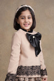 One Friday Kids Girls Beige Big Bow Blazer