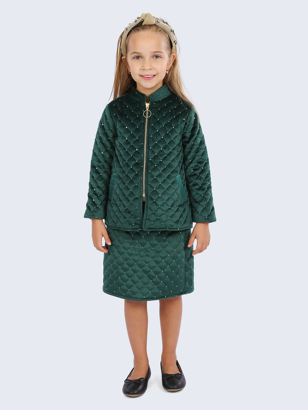 One Friday Kids Girls Green Solid Skirt