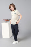 One Friday Kids Boys White Stretchable Polo Tee with Embroidery - One Friday World