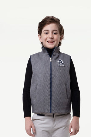 One Friday Kids Boys Grey Solid Sleeveless Jacket