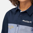 One Friday Kids Boys Navy Blue Embroidered Shirt