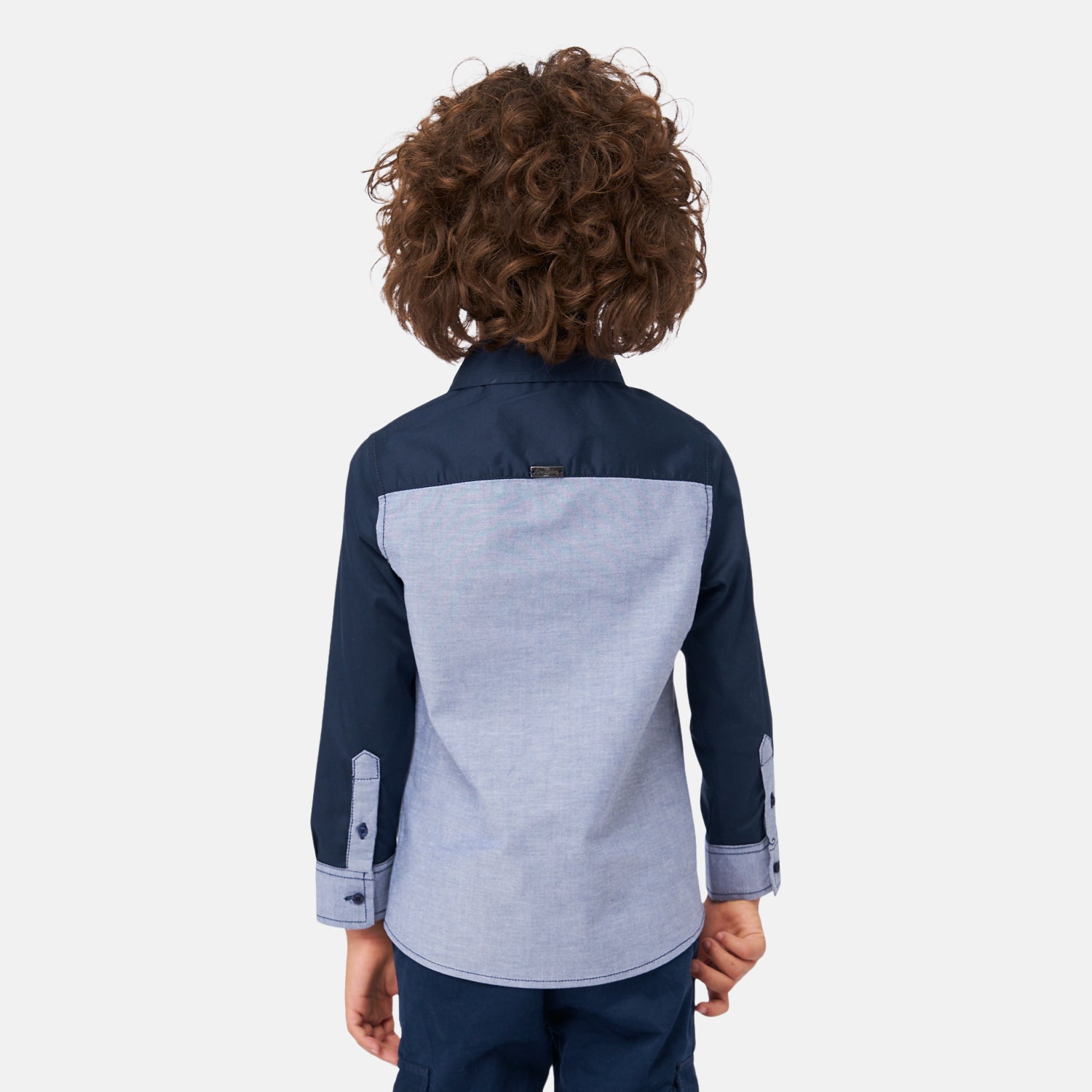 One Friday Kids Boys Navy Blue Embroidered Shirt