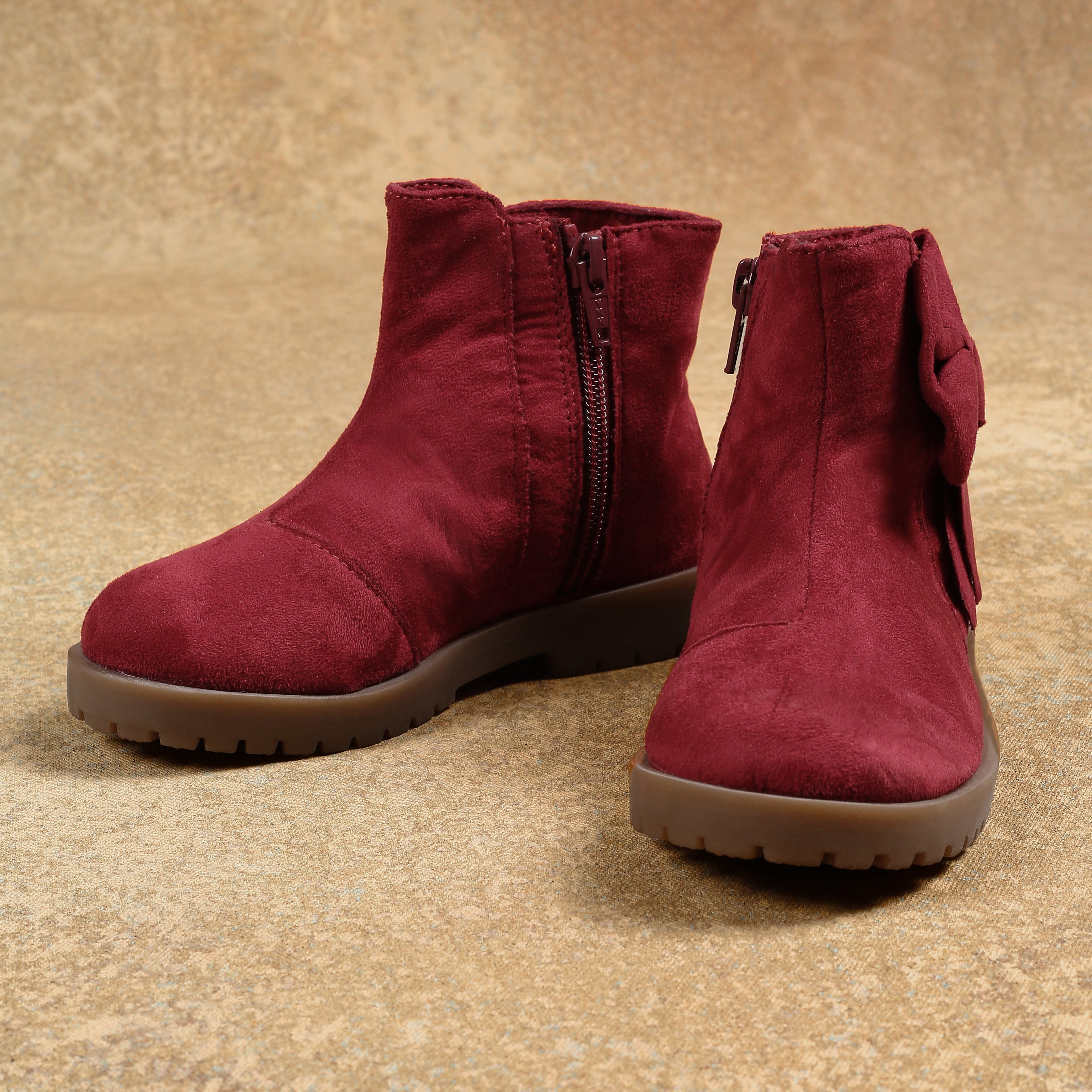 One Friday Girls Maroon Solid Boots