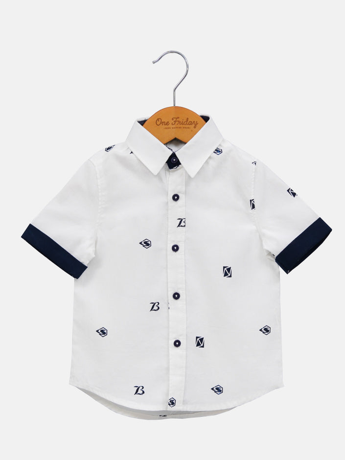 One Friday Baby Boys Off White Writing Print Shirt