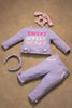 One Friday Baby Girls Lilac Solid  Sweat Shirt With Track Pant