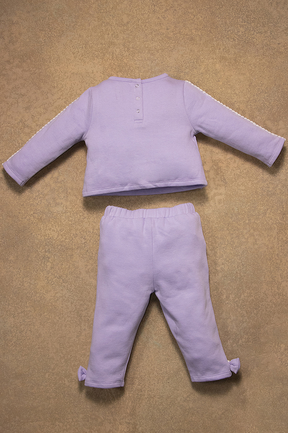 One Friday Baby Girls Lilac Solid  Sweat Shirt With Track Pant