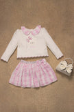 One Friday Baby Girls Pink Checks Top With Skirt