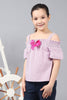 One Friday Kids Girls Pink Cotton Stripe Ruffle Sleeves Smocked Top - One Friday World