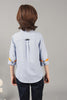 One Friday Kids Boys 100% Cotton Blue Micro Print Full Sleeves Shirt - One Friday World