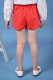 One Friday Kids Girls Red Cotton Blend Shorts With Bow Pattern - One Friday World