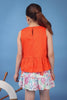 One Friday Kids Girls Orange 100% Cotton Round Neck Peplum Top - One Friday World