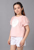 One Friday Girls Peach Round Neck Bambi Top - One Friday World