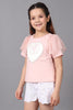 One Friday Girls Peach Round Neck Bambi Top - One Friday World