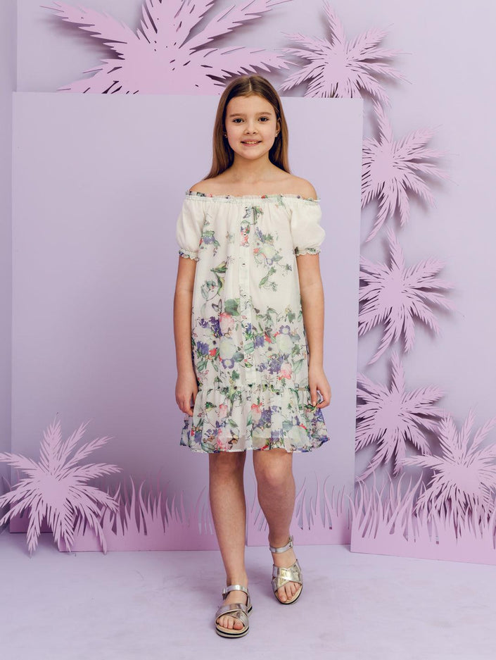 One Friday Kids Girls Off White Dress - One Friday World