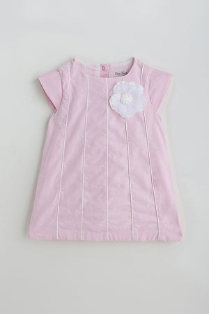 Kids Girls Pink A-Line Cap Sleeve Solid Dress by One Friday