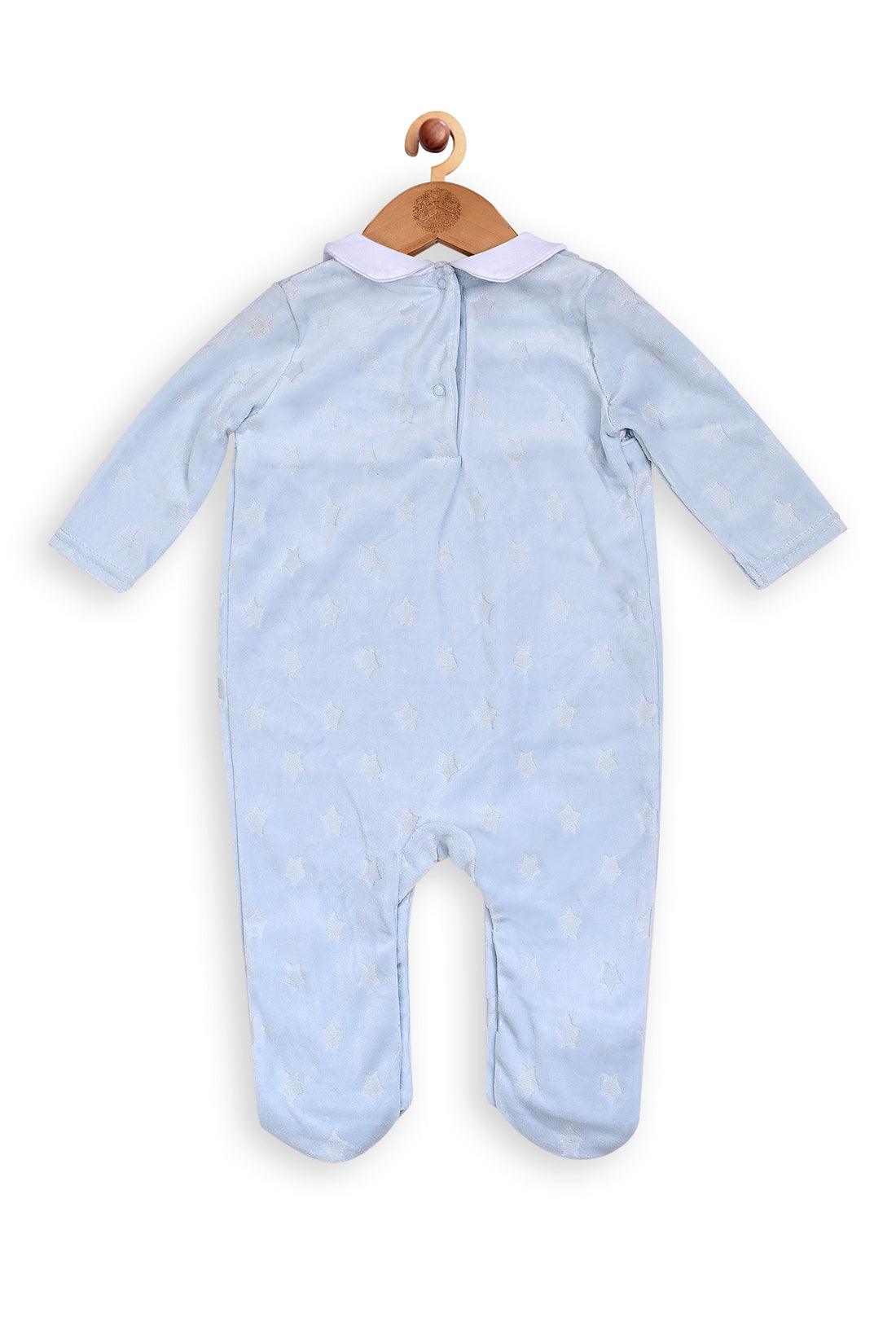 One Friday Baby Girls Blue Peter Pan Collar Romper - One Friday World