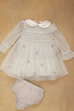 One Friday Baby Girls Grey Knitted Dress With Bloomer