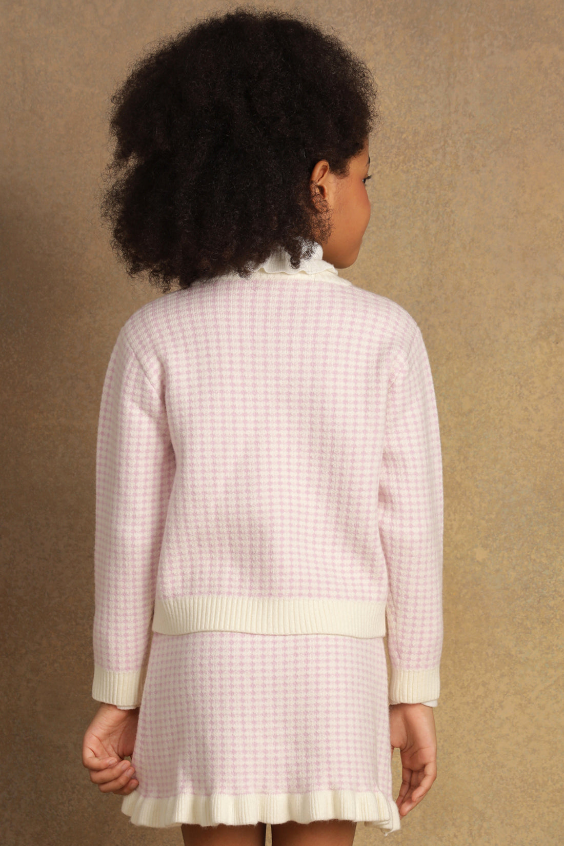 One Friday Girls Pink Checks Sweater