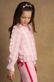 One Friday Girls Bubblegum Pink Ruffled Full sleeves Top