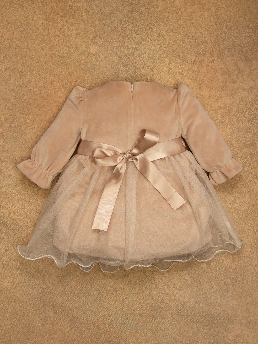 One Friday Baby Girls Beige Solid Dress