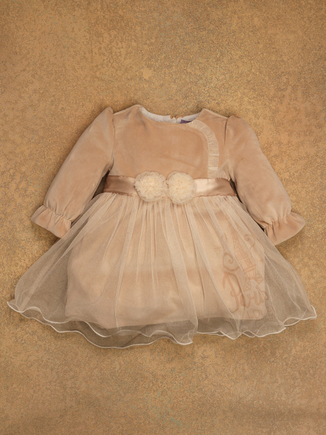 One Friday Baby Girls Beige Solid Dress