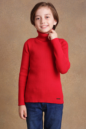 One Friday Kids Boys Red Solid Jumper