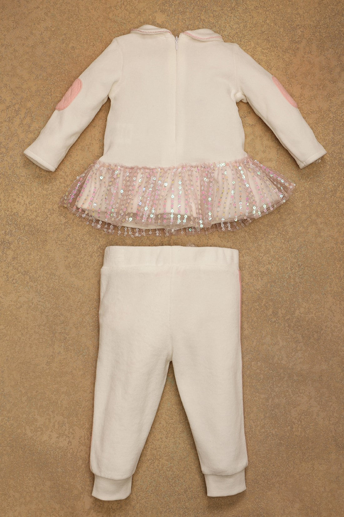 One Friday Baby Girls Off White Peplum Top With Pants