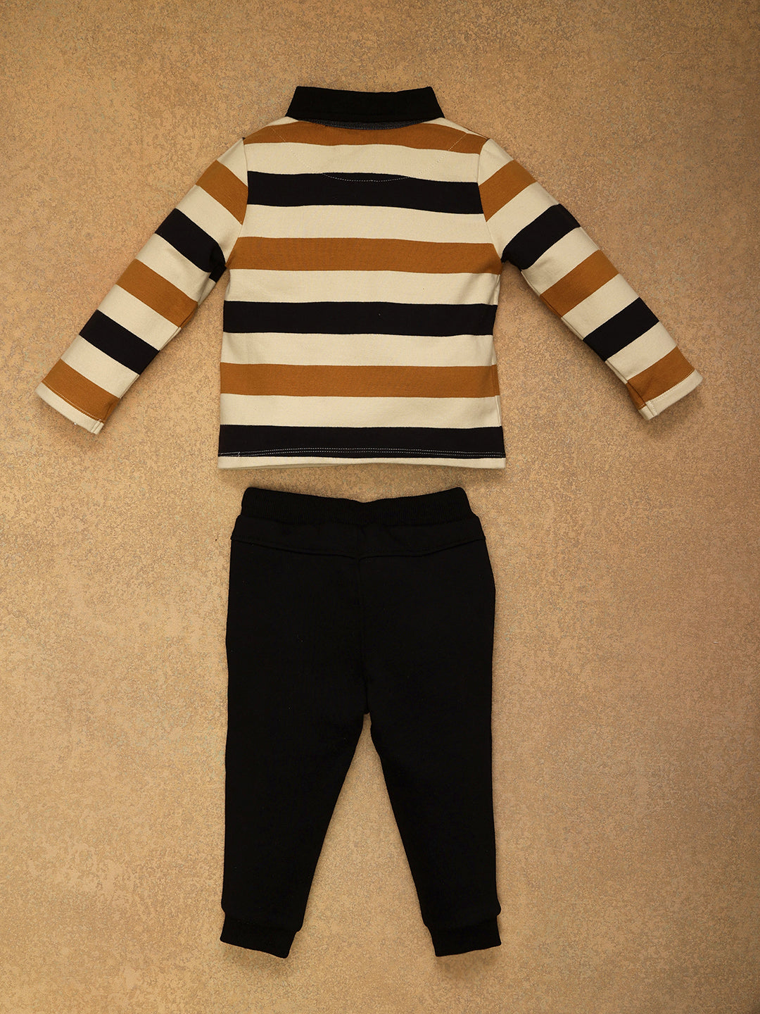 One Friday Baby Boys Multi Stripes T-Shirt & Track Pant Set