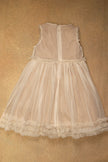 One Friday Kids Girls Beige Netted Love Embroidered Dress