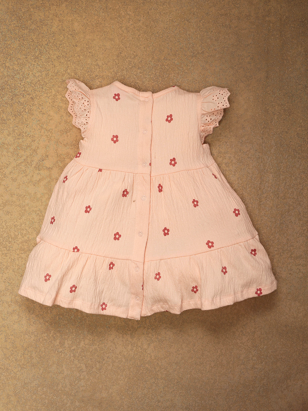 One Friday Baby Girls Peach Floral Print Dress