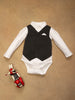 One Friday Baby Boys Navy Blue Solid BodySuit With Waistcoat