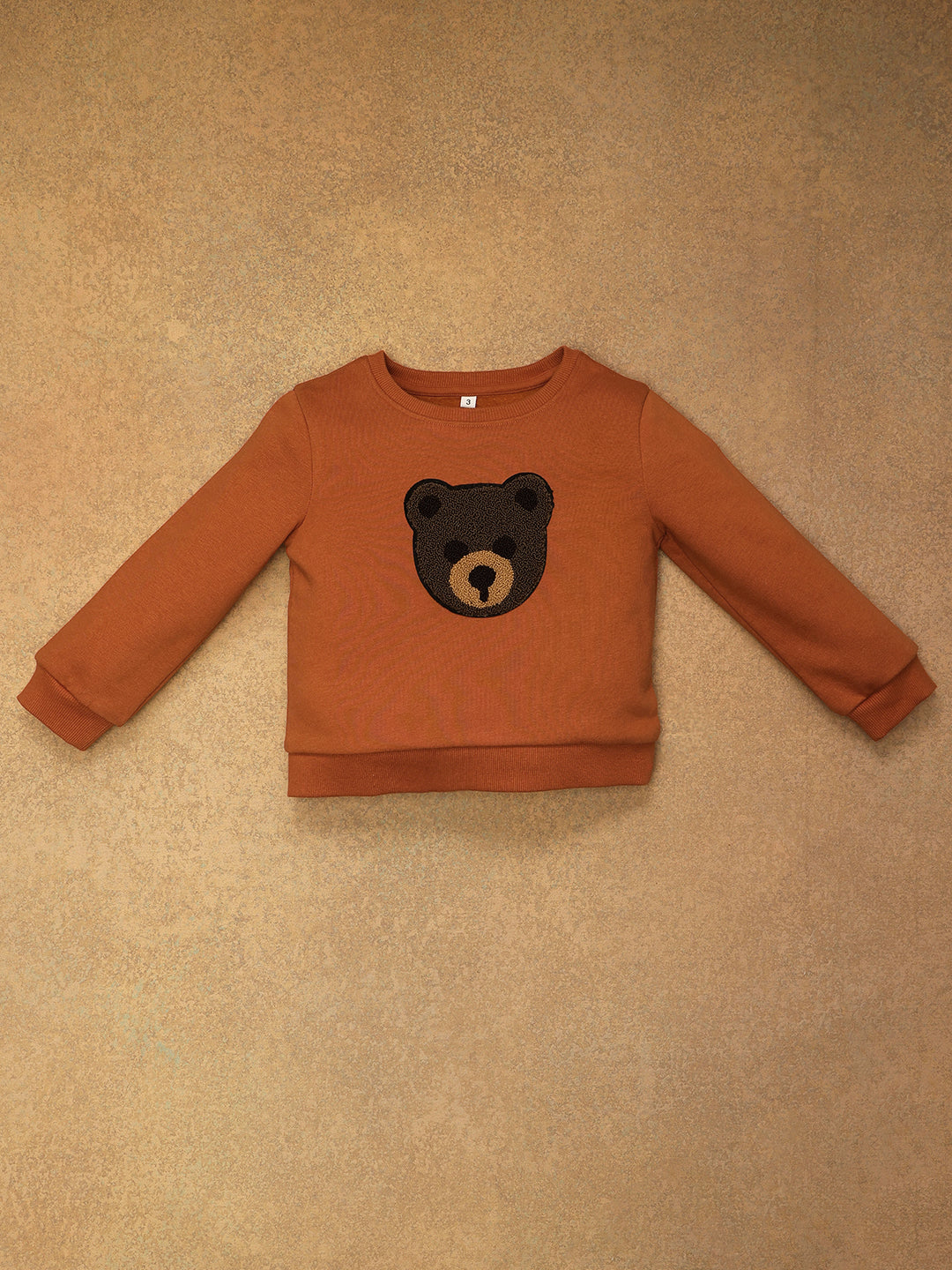 One Friday Baby Boys Orange Teddy Embroidered Sweat Shirt